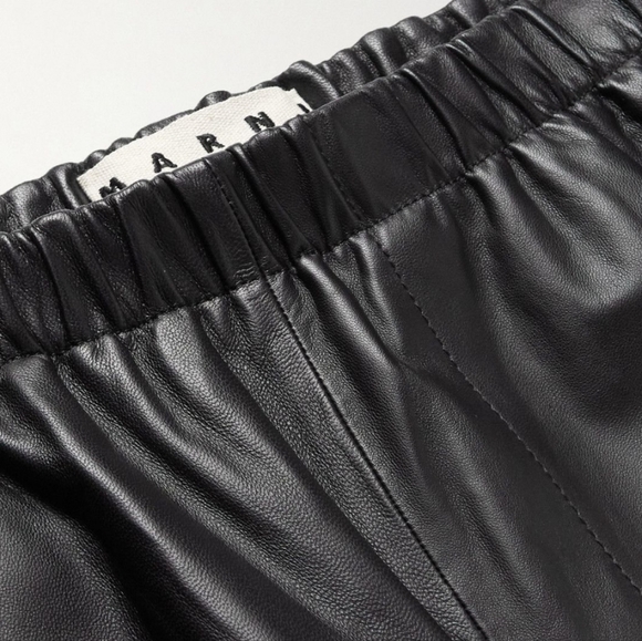 Marni - Straight-Leg Panelled Striped Leather Trousers - Black - Picture 2 of 4